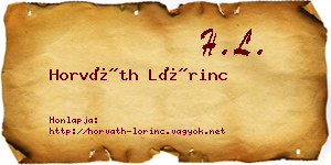 Horváth Lőrinc névjegykártya